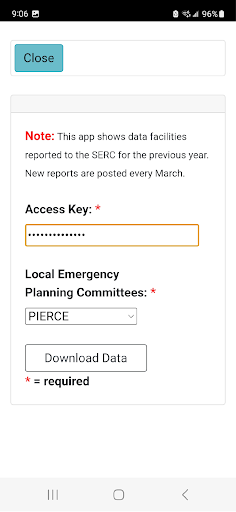 EPCRA Viewer Washington State Screen 2