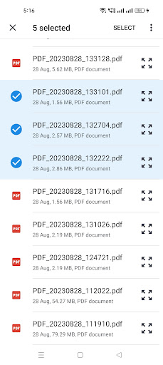 Merge PDF files Screen 2