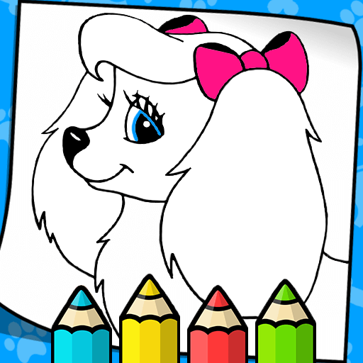 Puppy coloring book glitter logo