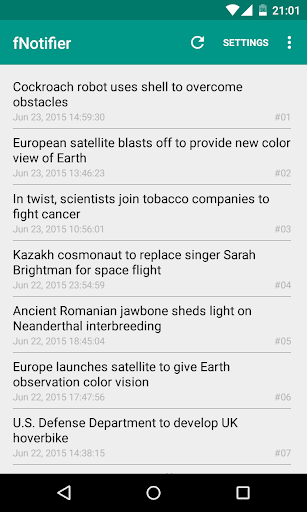 Android application fNotifier screenshort