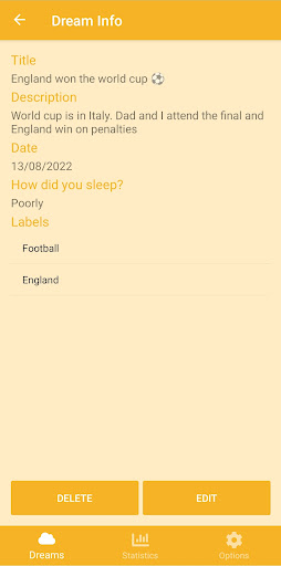 Dream Diary Screen 2