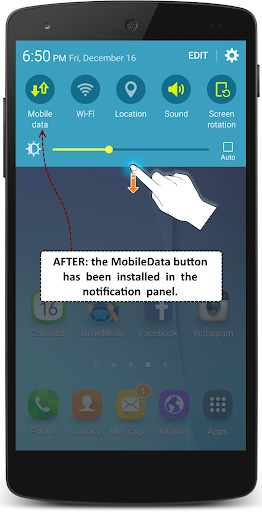 Install the MobileData button Screen 3