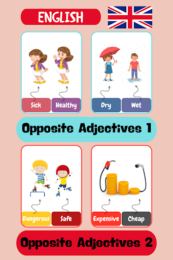 Android application Opposite Words Flashcards screenshort