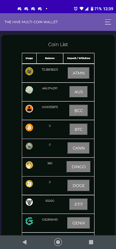 Beehive Multi-Coin Wallet Screen 2