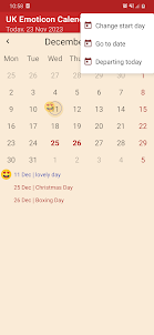 UK Emoticon Calendar