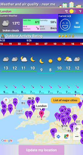 Android application Weather & air quality near me screenshort