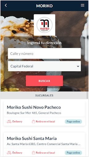 Android application Moriko Sushi screenshort