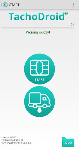 Android application TachoDroid - czytnik tachograf screenshort