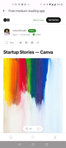 Android application Articles for medium client screenshort