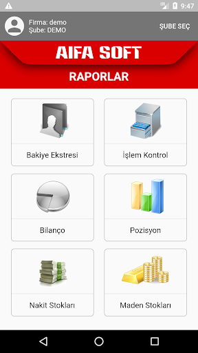 Android application ERP Rapor screenshort