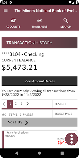 Miners National Bank Screen 3