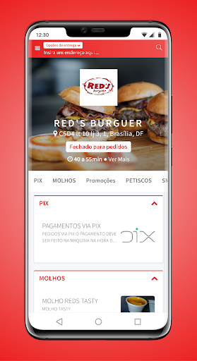 Android application Red's Burguer screenshort