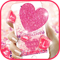 Тема для клавиатуры Pink Heart Glitter