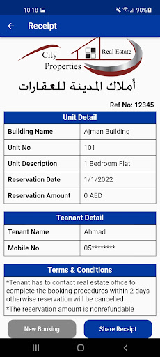 Tenant Booking Screen 3