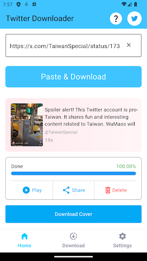 Twitter Video Downloader Screen 3