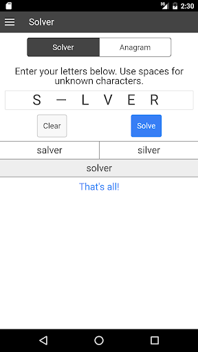 Android application Crossword Solver CS screenshort