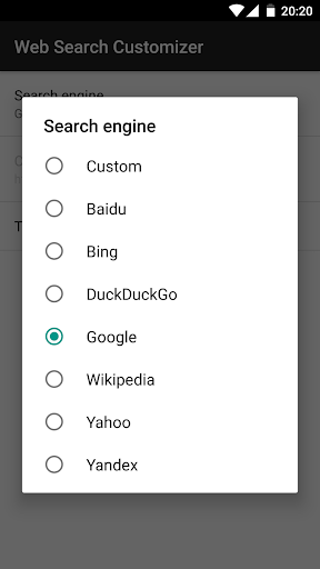 Web Search Customizer Screen 2