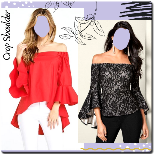 Women Crop Shoulder Photo Suit logo