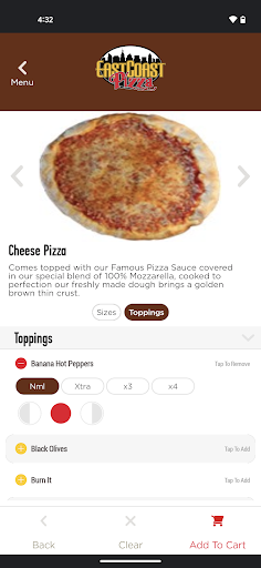 Screenshot of East Coast Pizza Riverview