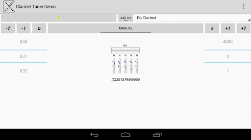 Clarinet Tuner Demo Screen 2