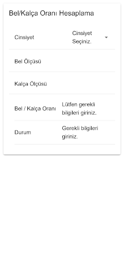 Android application Bel/Kalça Oranı Hesaplama screenshort