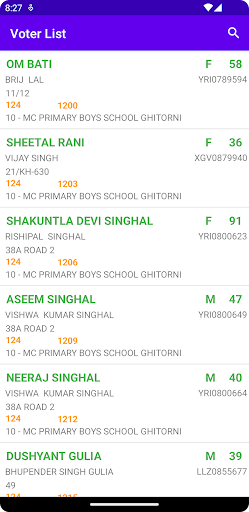Android application Voter List - Aya Nagar Ward screenshort