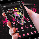 Pink hell skull theme icon