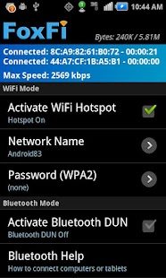 FoxFi (WiFi Tether w/o Root) Screenshot