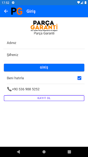 Android application Parça Garanti B2B screenshort