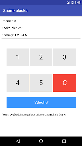 Android application Známkulačka screenshort