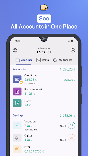 Screenshot of 1Money: expense tracker budget