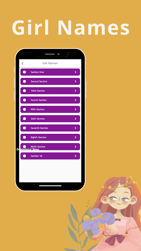 Android application girl name screenshort