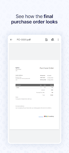Screenshot of Purchase Order Generator -Zoho