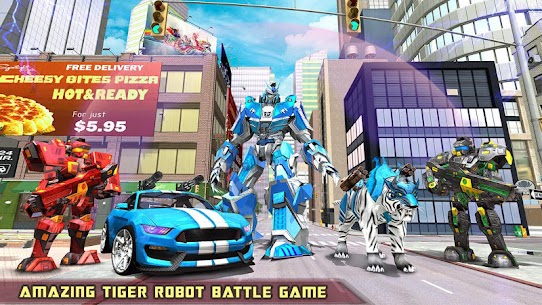 US Police Transform Robot Car White Tiger Game 16