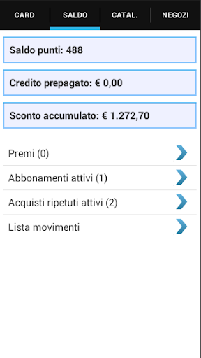 Android application Carta fedeltà virtuale screenshort