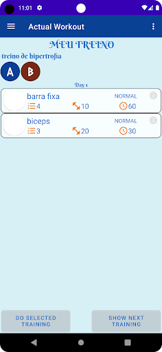 My Workout Organizer Screen 2