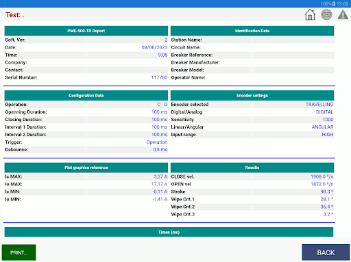 Breaker Analyzer Control Screen 3
