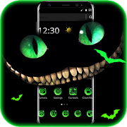 Dark Green Evil Smile Cat Theme  Icon