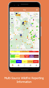 Wildfire - Captura de pantalla de información del mapa de incendios