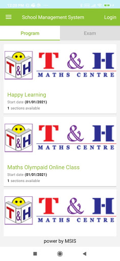 Screenshot of T&H Maths Centre