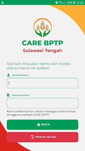 Android application Care BPTP Sulawesi Tengah screenshort