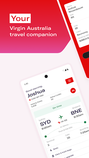 Android application Virgin Australia screenshort