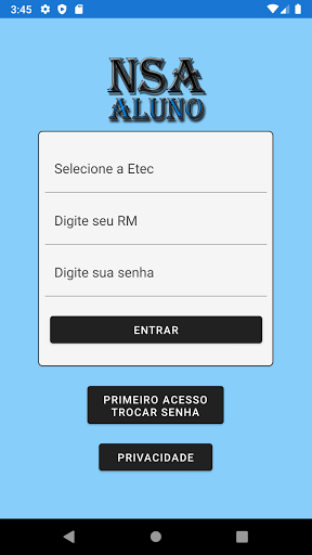 Android application NSA - Aluno App screenshort