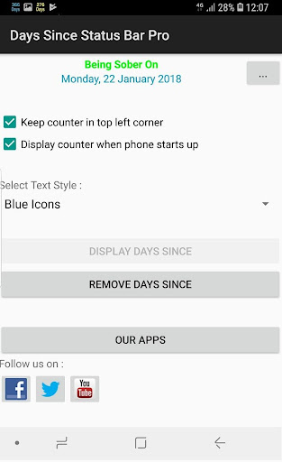 Days Since in Status Bar Pro Screen 2