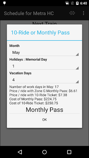 Schedule for Metra HC Screen 2