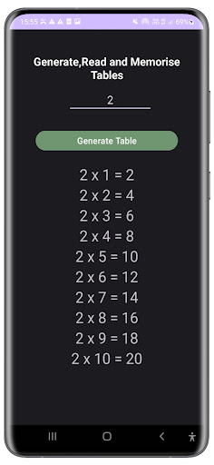 Tables Tutor Screen 2