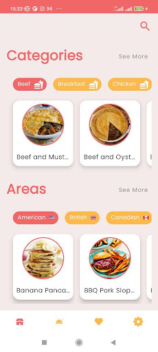 Android application FoodChoose. Meals recipe screenshort