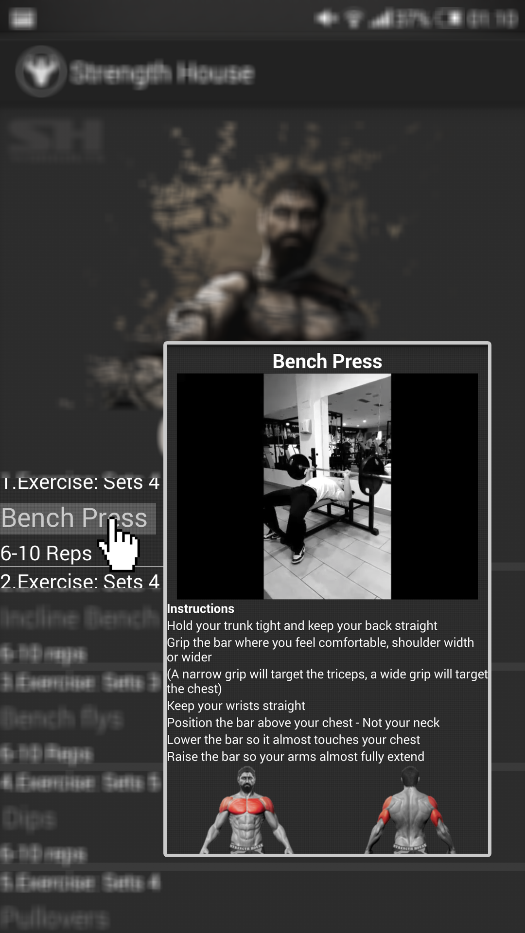 Android application Strength House - GYM Workouts 1RM screenshort