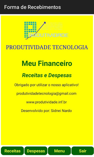 Android application Meu Financeiro screenshort