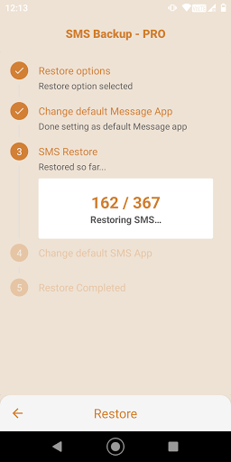 Screenshot of SMS Backup and Restore